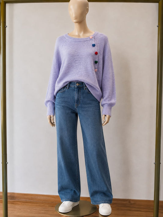 Woll Pullover mit Herzknöpfen